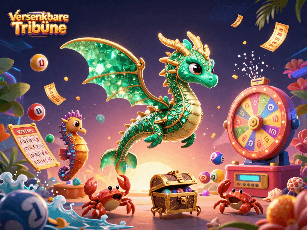 Versenkbare Tribüne bietet eine atemberaubende Ansicht eines Fantasy-Casinos mit bunten Glücksspiel-Elementen.