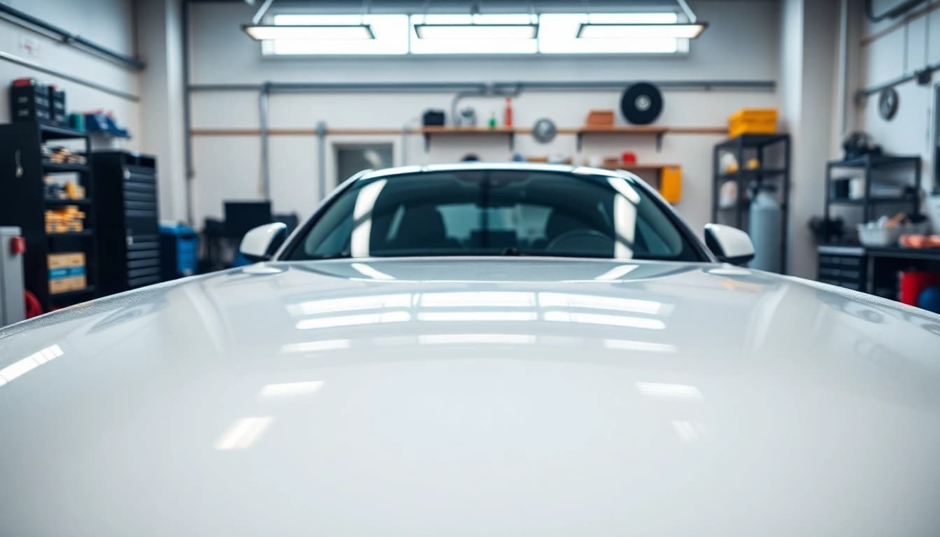 Leasing aufbereitung münchen: Professionelle Fahrzeugaufbereitung in einem modernen Werkstattumfeld.