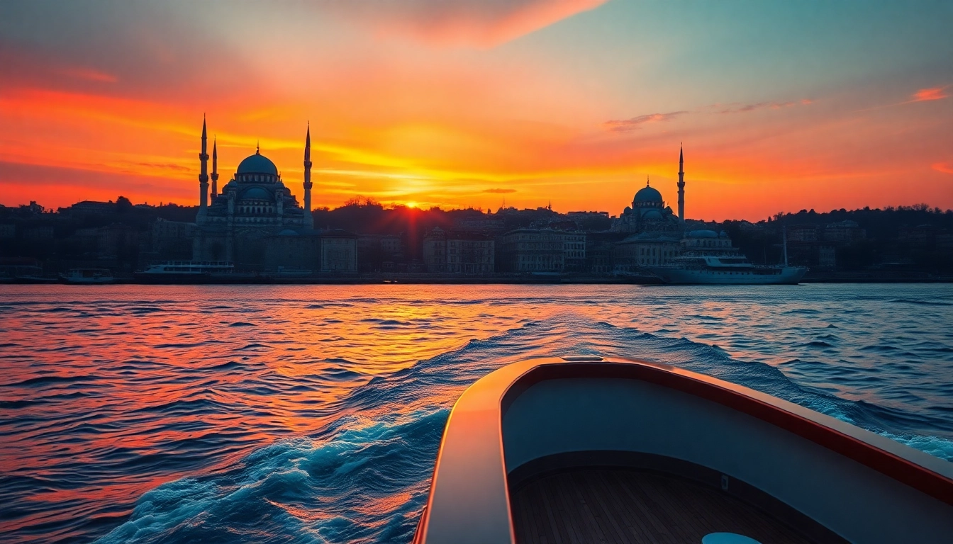 Erleben Sie entspannende Istanbul Bosphorus cruises auf einem luxuriösen Kreuzfahrtschiff mit atemberaubendem Hintergrund.