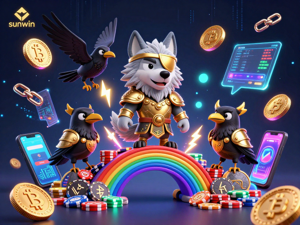 Engage with sunwin's thrilling casino experience showcasing Norse mythology-inspired characters and crypto elements.