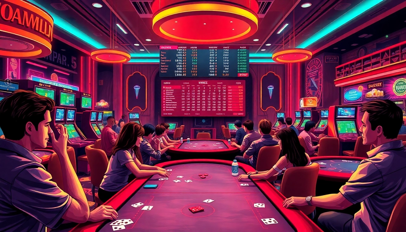 Go8 online casino gaming scene with vibrant players and digital interfaces.