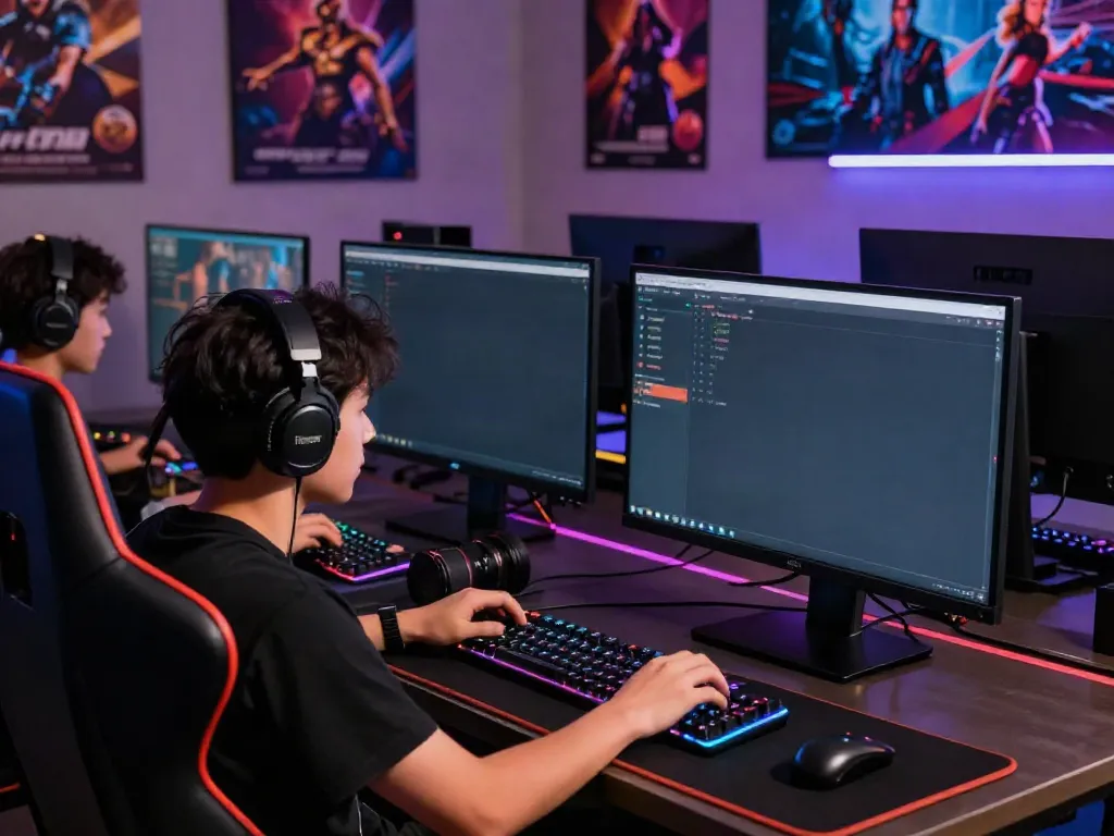 Engaged gamer experiencing TA88 online platform environment with advanced gaming setup.