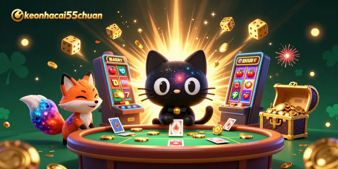 Engage with keonhacai55chuan and win at the cosmic casino, where the black hole cat attracts golden chips.