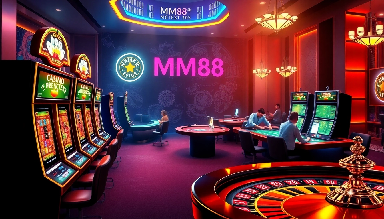 Enjoy a thrilling online gaming experience at https://mm88.agency/ with vibrant slot machines and poker tables.