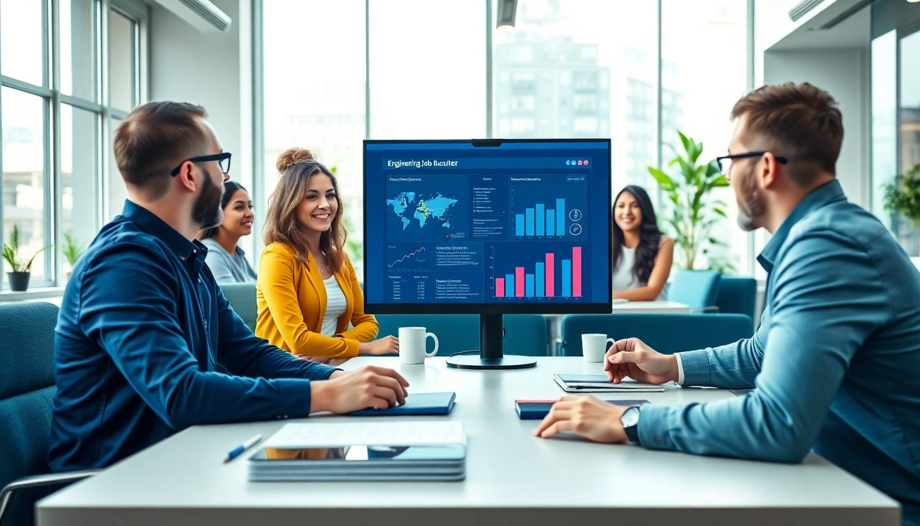 Headhunter Ingenieure im aktiven Austausch mit einem Team zur Rekrutierung von Talenten.