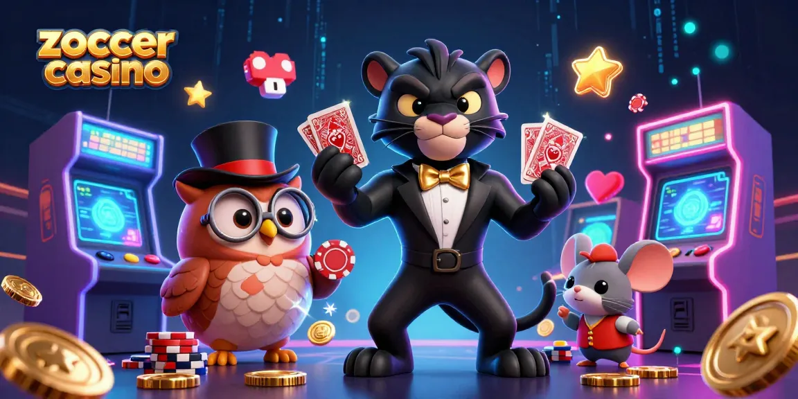 Engage in thrilling gaming at zoccer casino with a stylish panther dealer and vibrant casino elements.